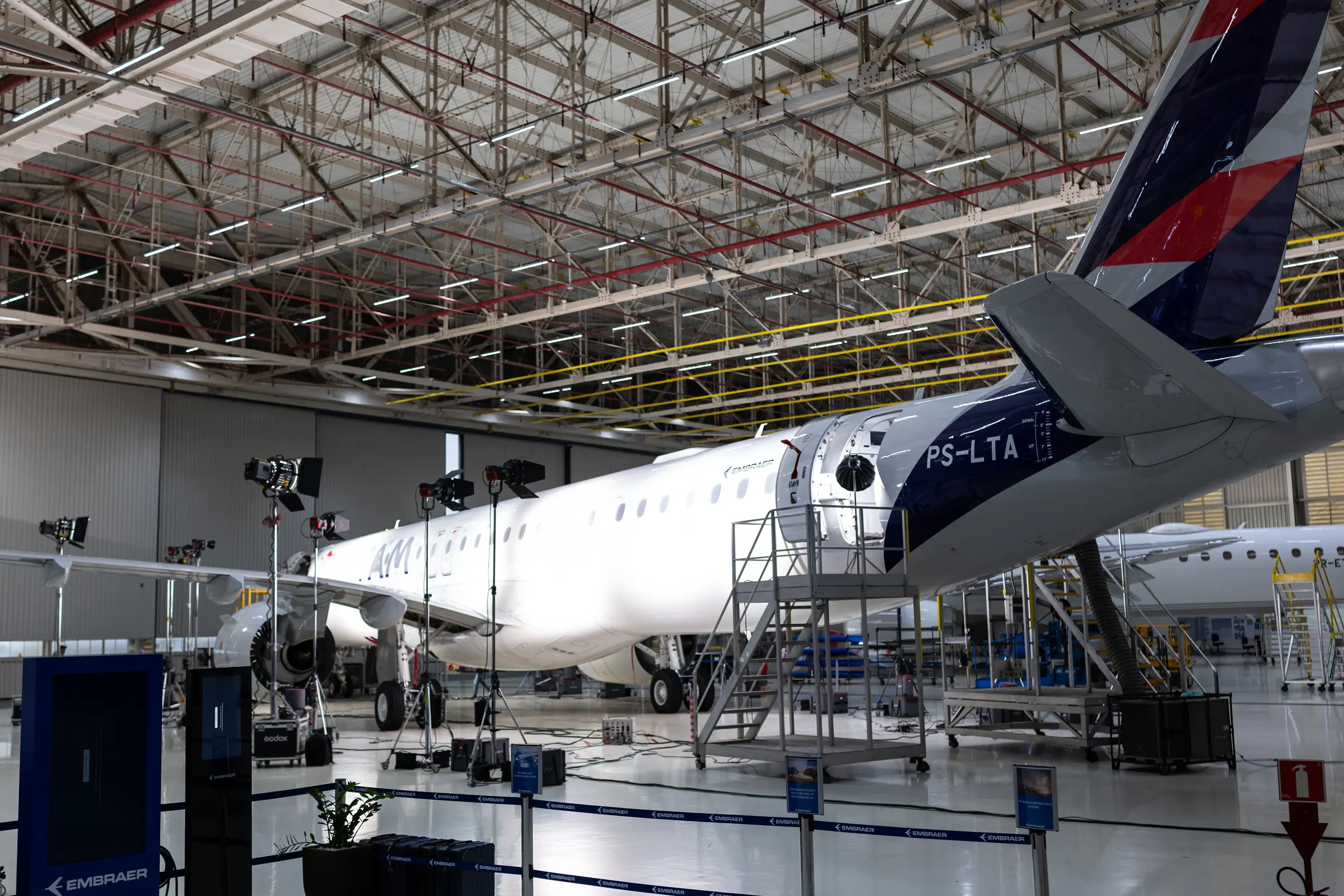 The LATAM tail and the whole set from the far end of the hangar