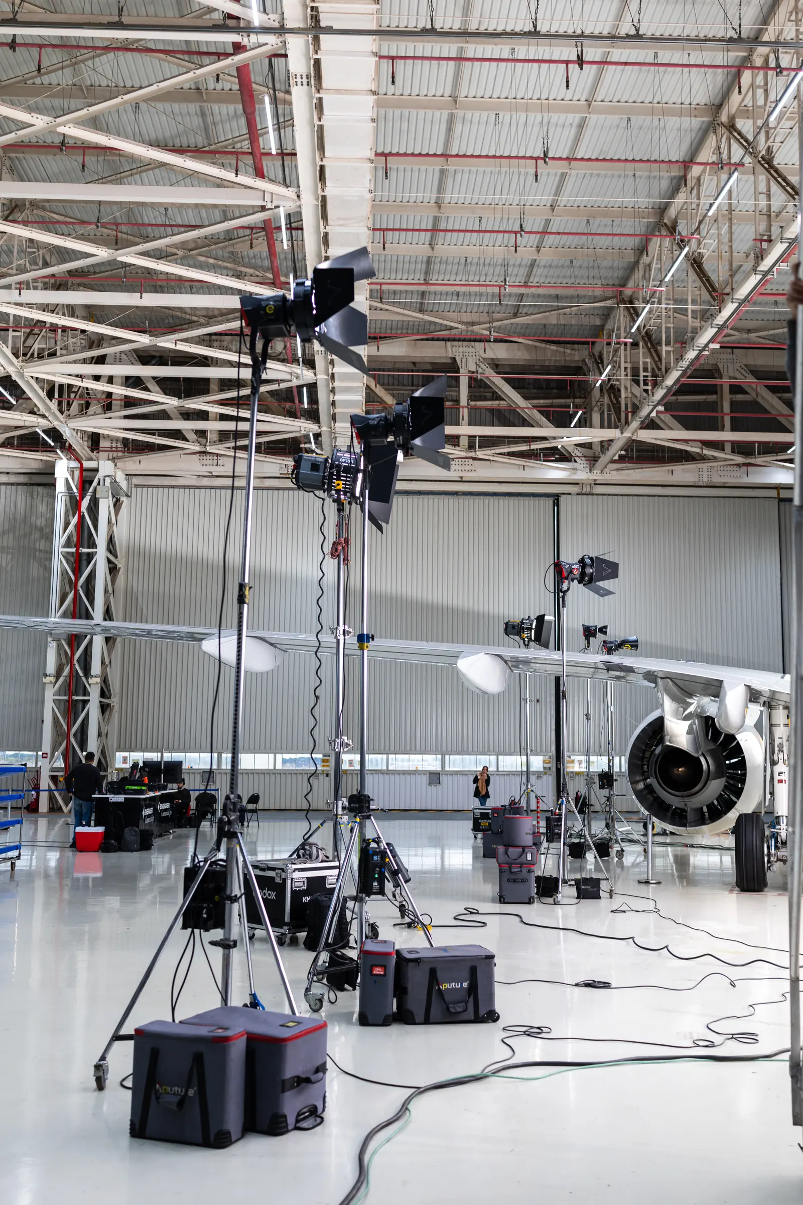 Light stands and the engine from ground level